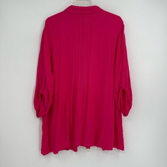 Soft Surroundings Womens Shirt Size 2X Pink Pintuck Collared Rayon Snap Front - Picture 7 of 10